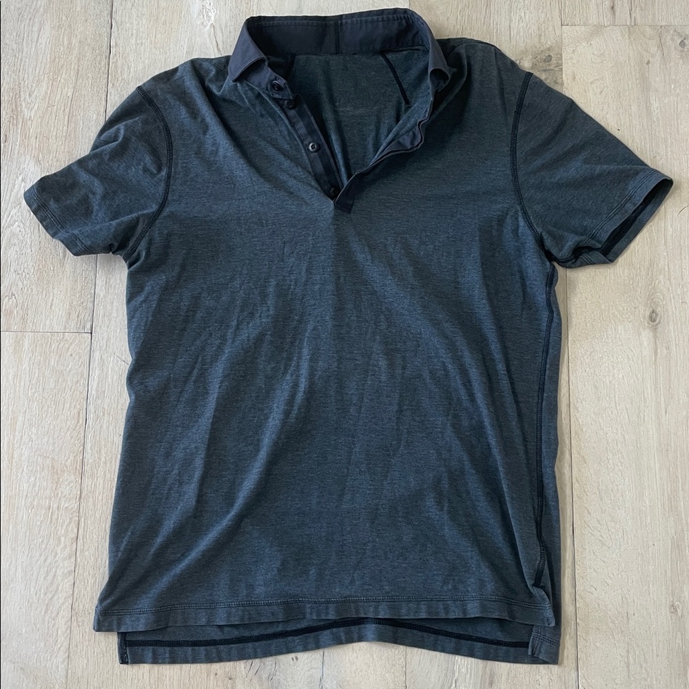 Lululemon Post Practice Grey Contrast Polo Size Large